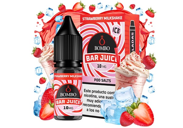 Bombo Bar Strawberry Milkshake ice 10ml Nic Salts Bombo Bar Strawberry Milkshake ice 10ml Nic Salts