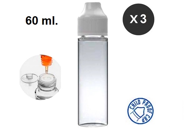 Empty Mixing Bottles 60ml X3 Flip Click